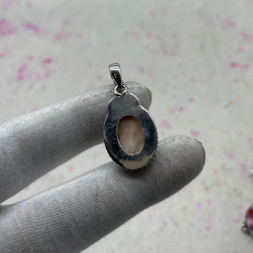 Pink Larimar 925 Sterling Silver Pendant – Boho Designer Jewelry