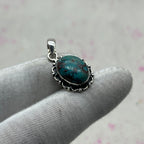 Tibet Turquoise 925 Sterling Silver Pendant – Handmade Tribal Bohemian Jewelry