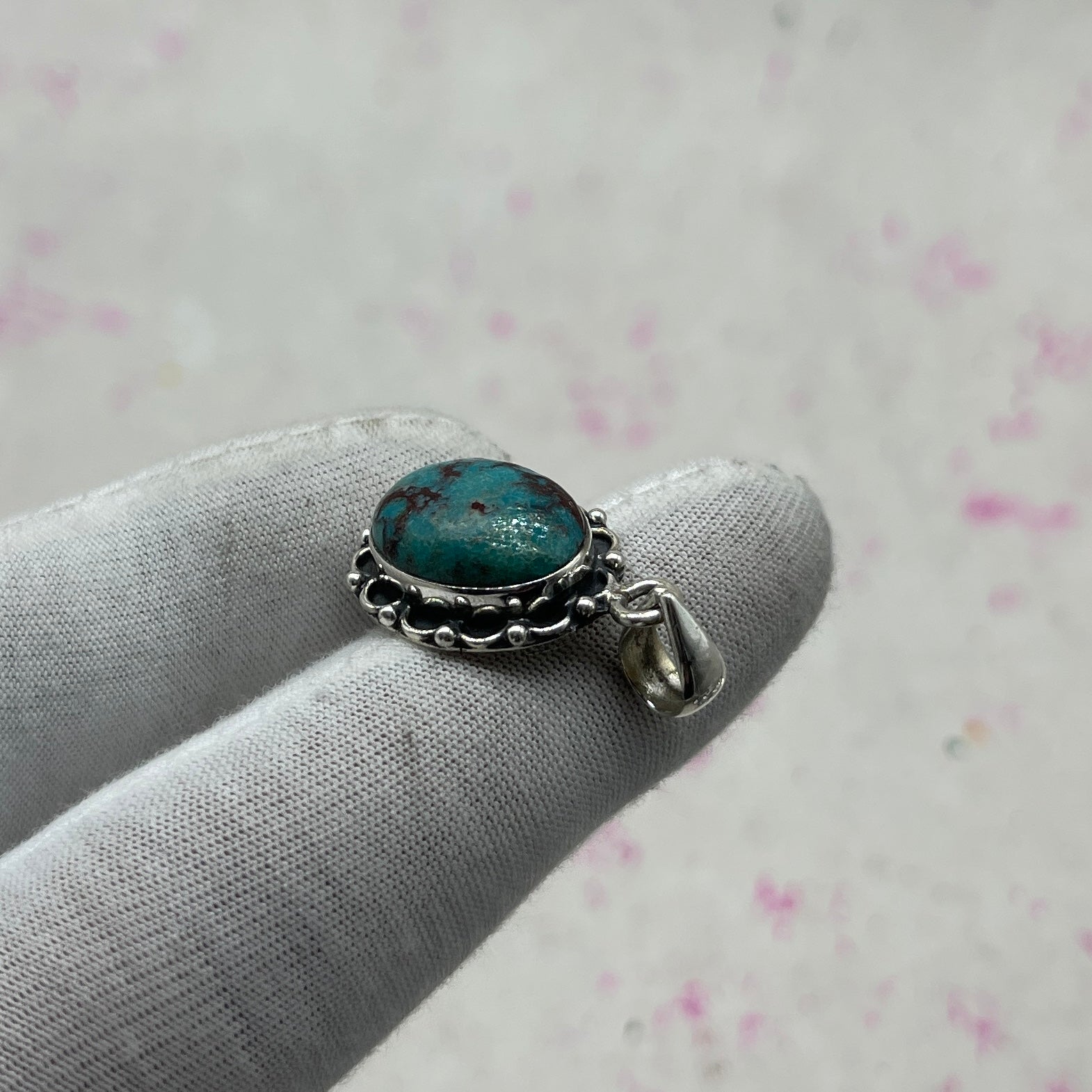 Tibet Turquoise 925 Sterling Silver Pendant – Handmade Tribal Bohemian Jewelry