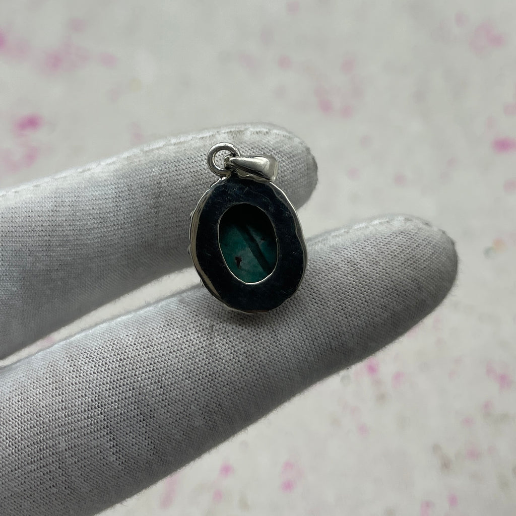 Tibet Turquoise 925 Sterling Silver Pendant – Handmade Tribal Bohemian Jewelry