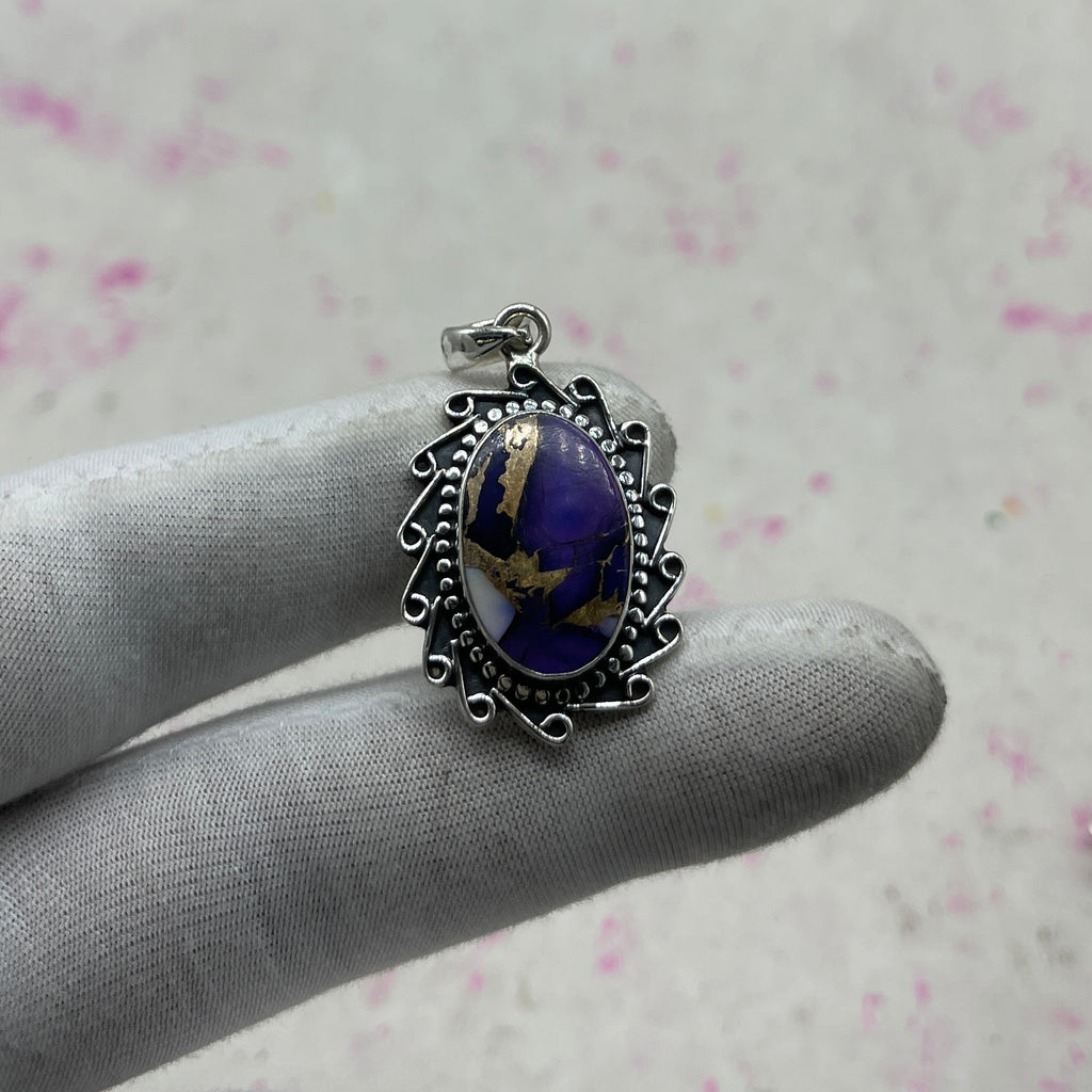 Purple Mohave Turquoise 925 Sterling Silver Pendant – Artisan Silver Jewelry