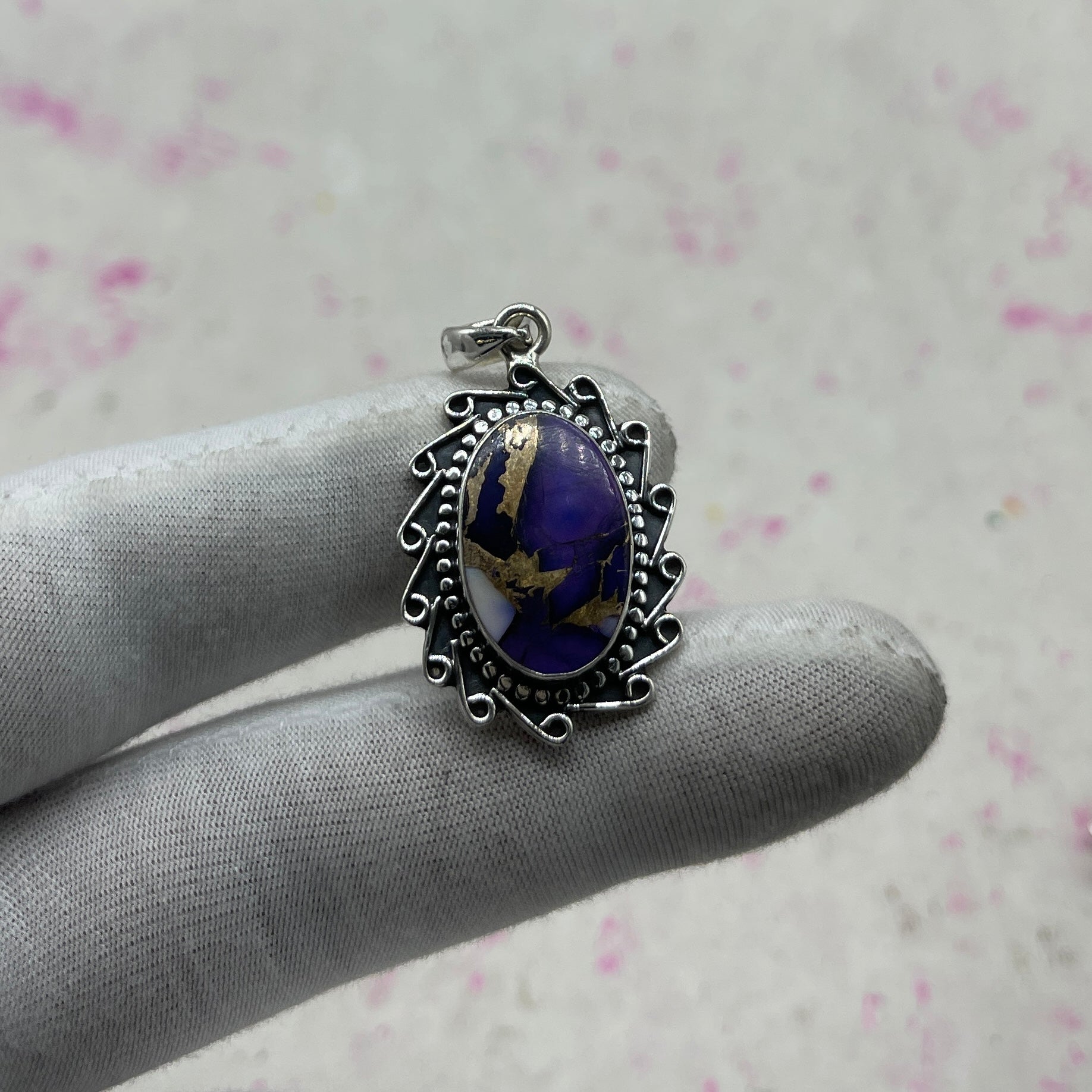 Purple Mohave Turquoise 925 Sterling Silver Pendant – Artisan Silver Jewelry