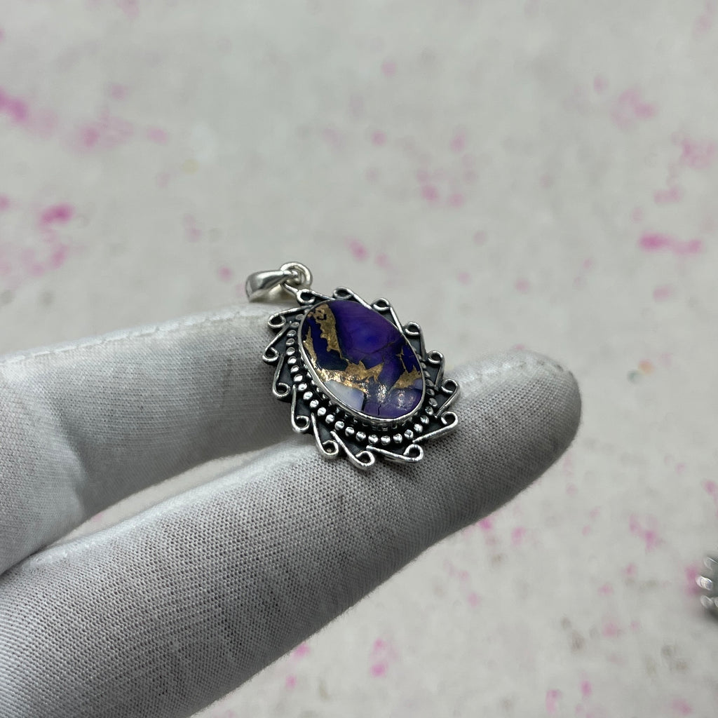 Purple Mohave Turquoise 925 Sterling Silver Pendant – Artisan Silver Jewelry