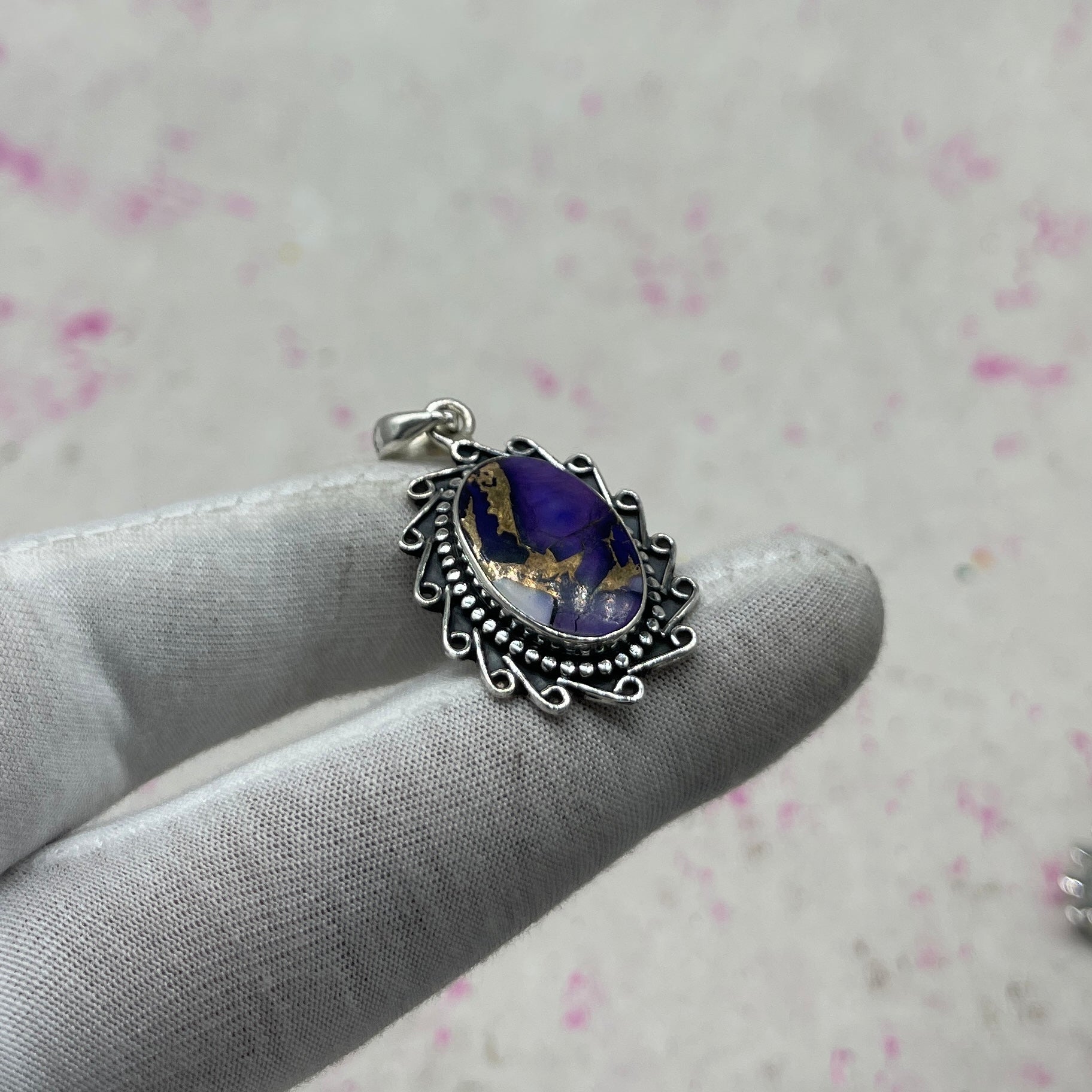Purple Mohave Turquoise 925 Sterling Silver Pendant – Artisan Silver Jewelry