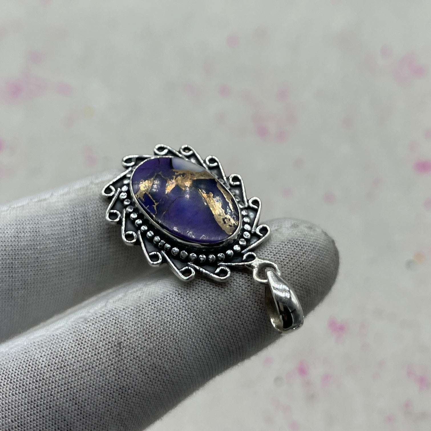 Purple Mohave Turquoise 925 Sterling Silver Pendant – Artisan Silver Jewelry