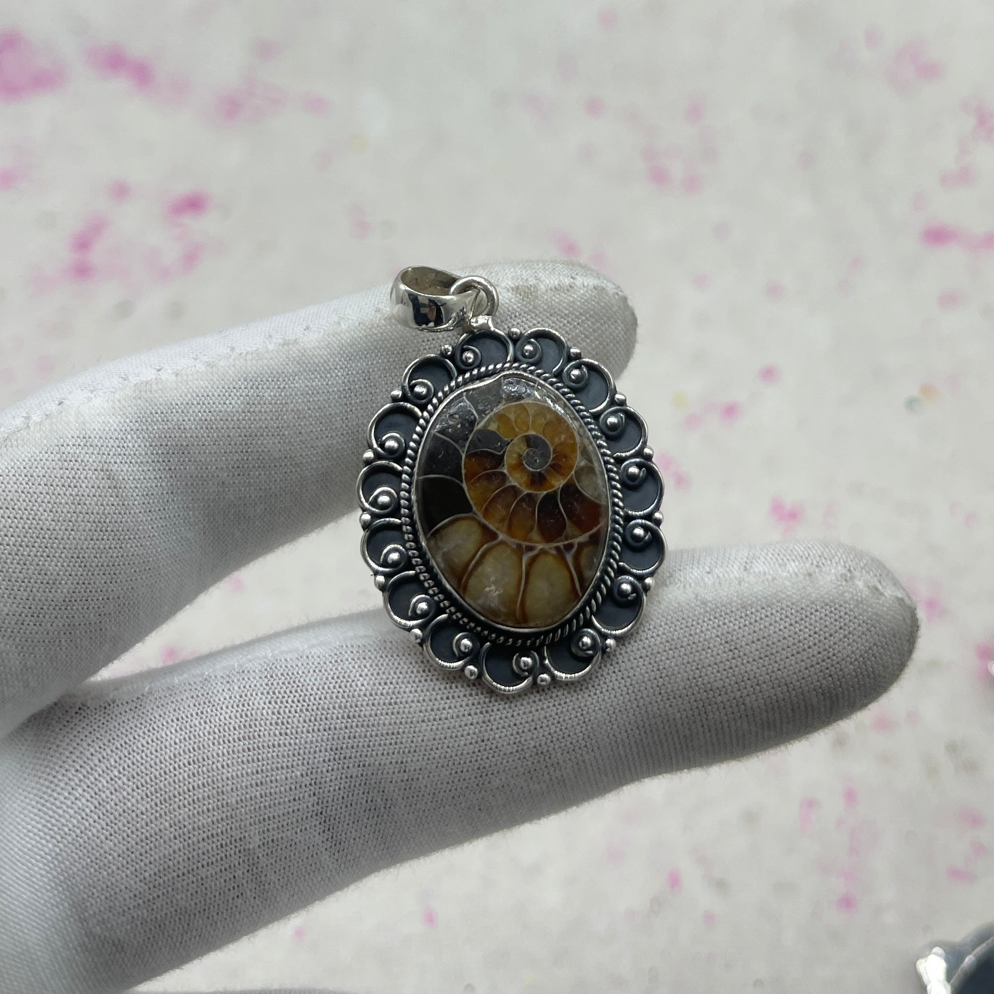 Ammonite Shell 925 Sterling Silver Pendant – Fossil Designer Jewelry