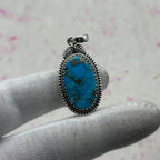 Blue Mohave Turquoise 925 Sterling Silver Pendant – Handmade Artisan Pendant