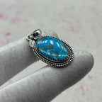 Blue Mohave Turquoise 925 Sterling Silver Pendant – Handmade Artisan Pendant