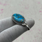 Blue Mohave Turquoise 925 Sterling Silver Pendant – Handmade Artisan Pendant