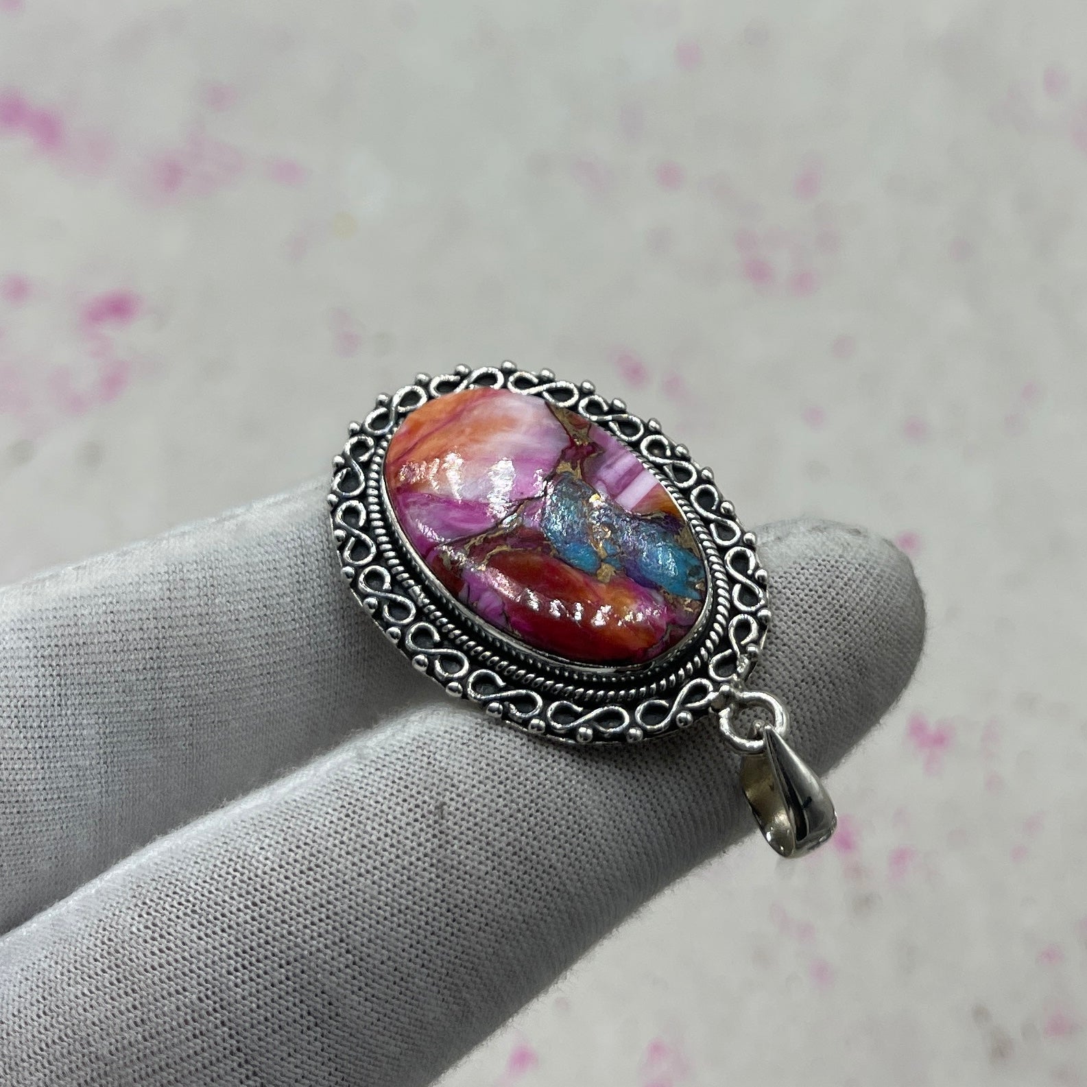 Spiny Oyster Turquoise 925 Sterling Silver Pendant – Southwestern Jewelry
