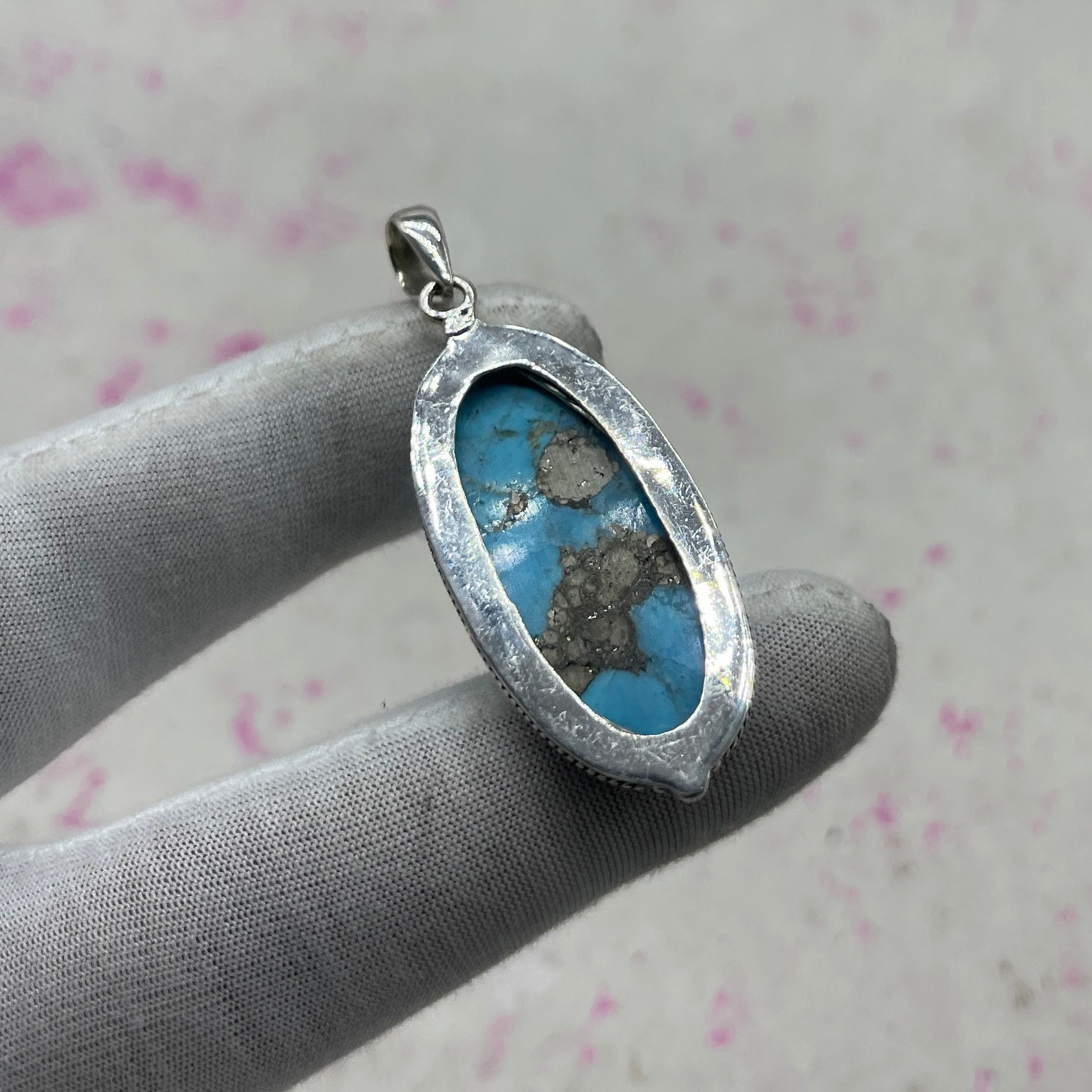 Blue Mohave Turquoise 925 Sterling Silver Pendant – Southwestern Boho Jewelry
