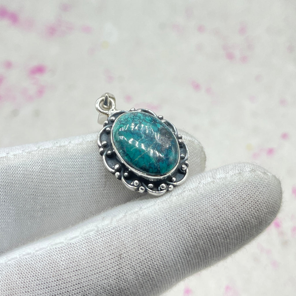 Turquoise Natural 925 Sterling Silver Pendant – Handmade Designer Jewelry