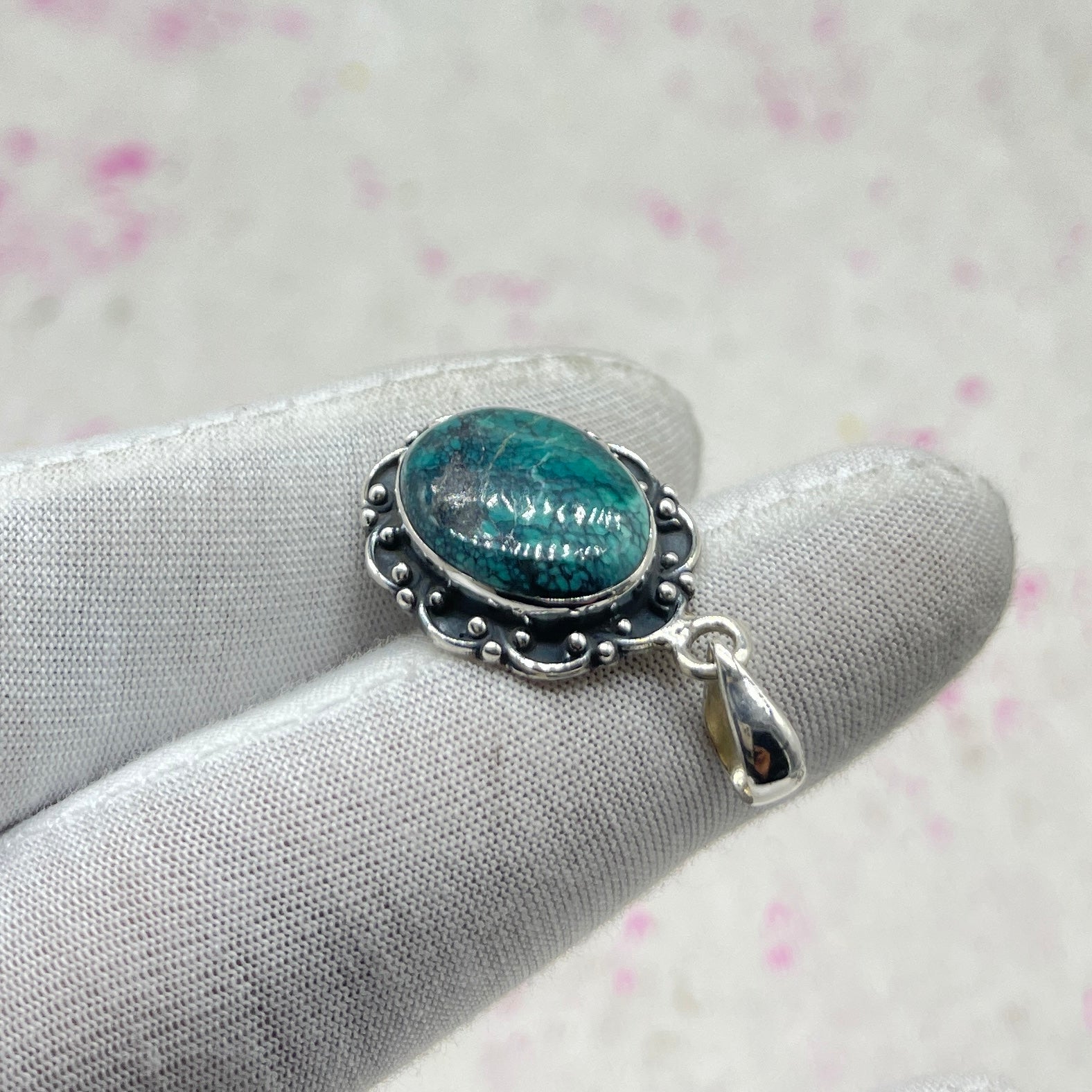 Turquoise Natural 925 Sterling Silver Pendant – Handmade Designer Jewelry