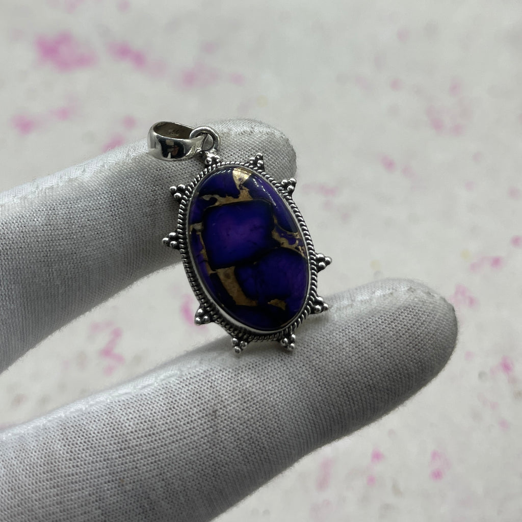 Purple Mohave Turquoise 925 Sterling Silver Pendant – Bohemian Artisan Pendant