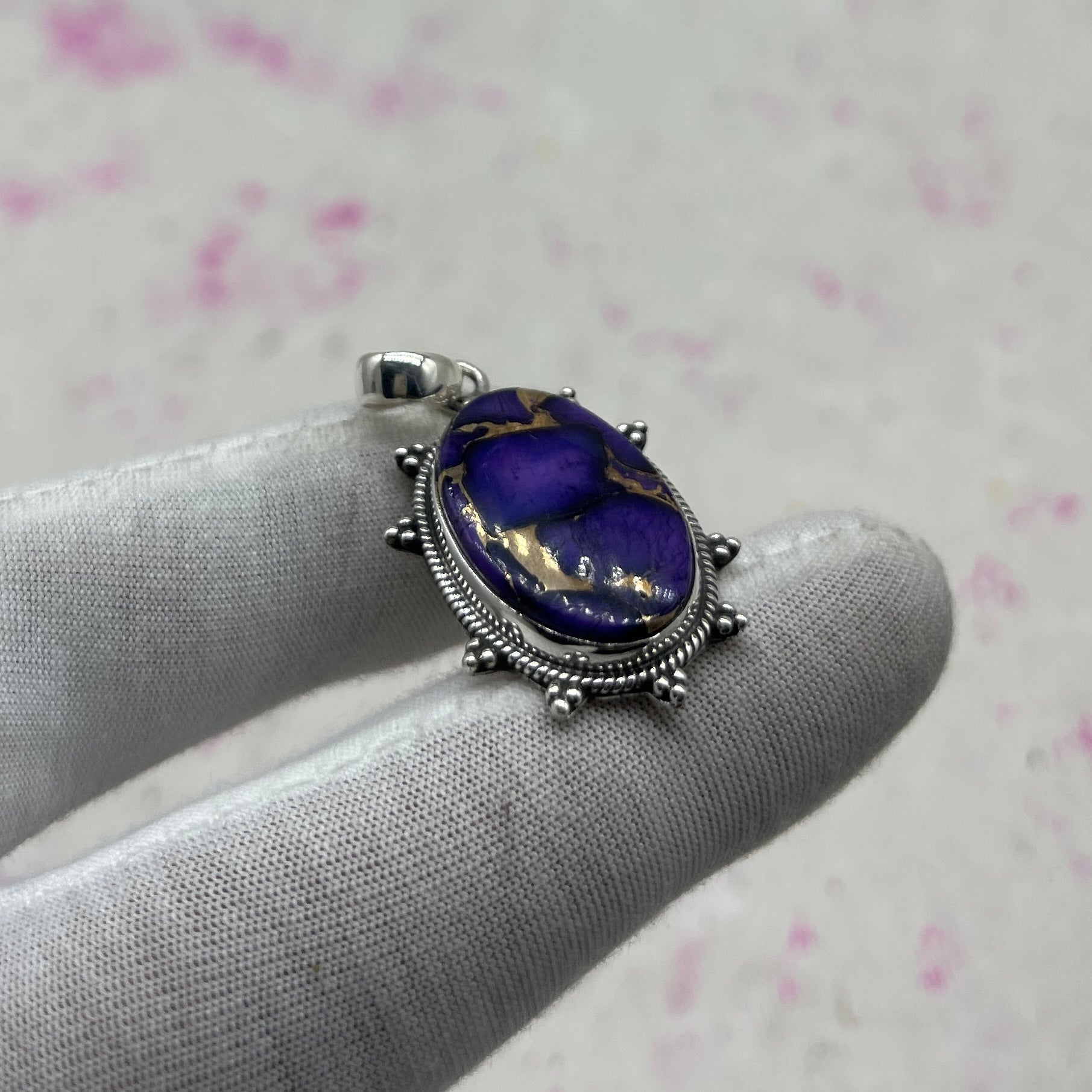 Purple Mohave Turquoise 925 Sterling Silver Pendant – Bohemian Artisan Pendant