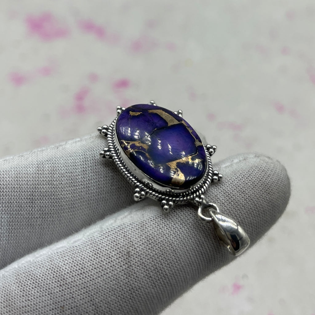 Purple Mohave Turquoise 925 Sterling Silver Pendant – Bohemian Artisan Pendant