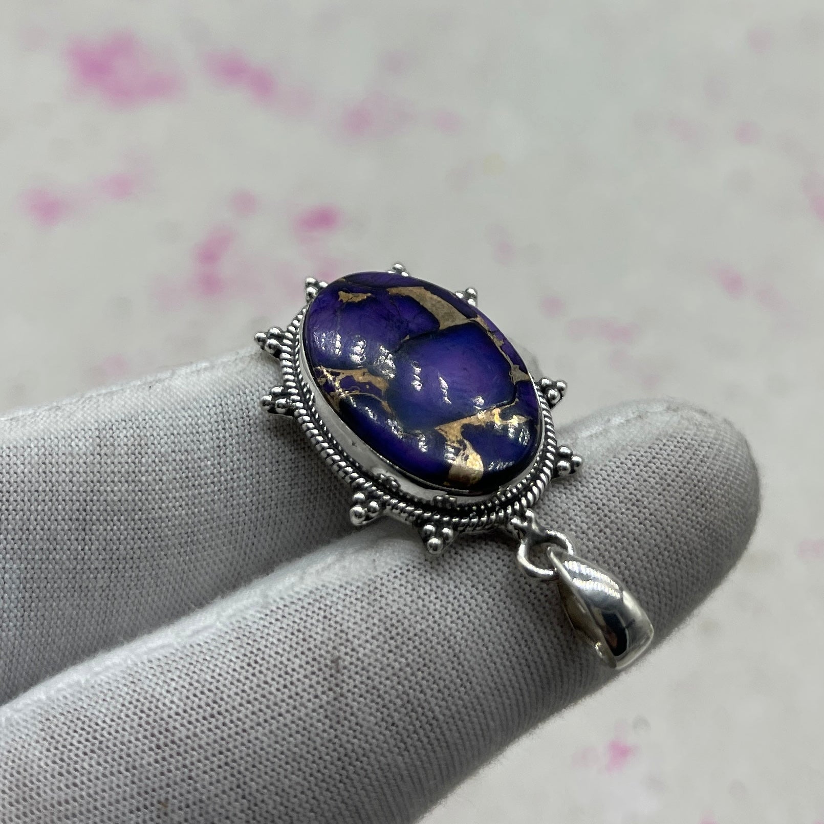Purple Mohave Turquoise 925 Sterling Silver Pendant – Bohemian Artisan Pendant