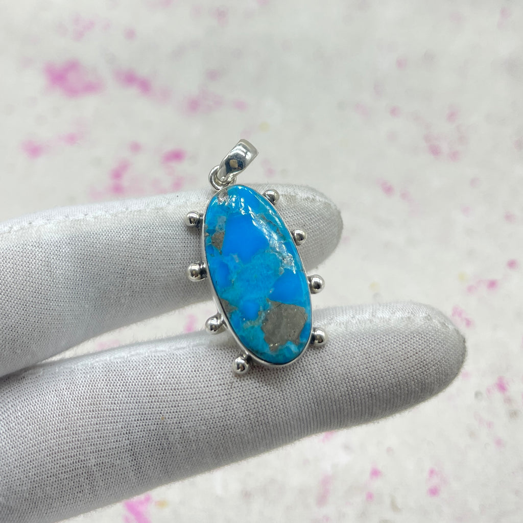 Blue Mohave Turquoise 925 Sterling Silver Pendant – Handmade Southwestern Jewelry
