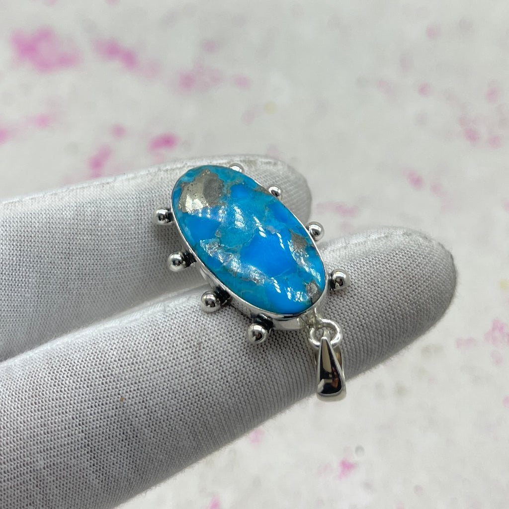 Blue Mohave Turquoise 925 Sterling Silver Pendant – Handmade Southwestern Jewelry