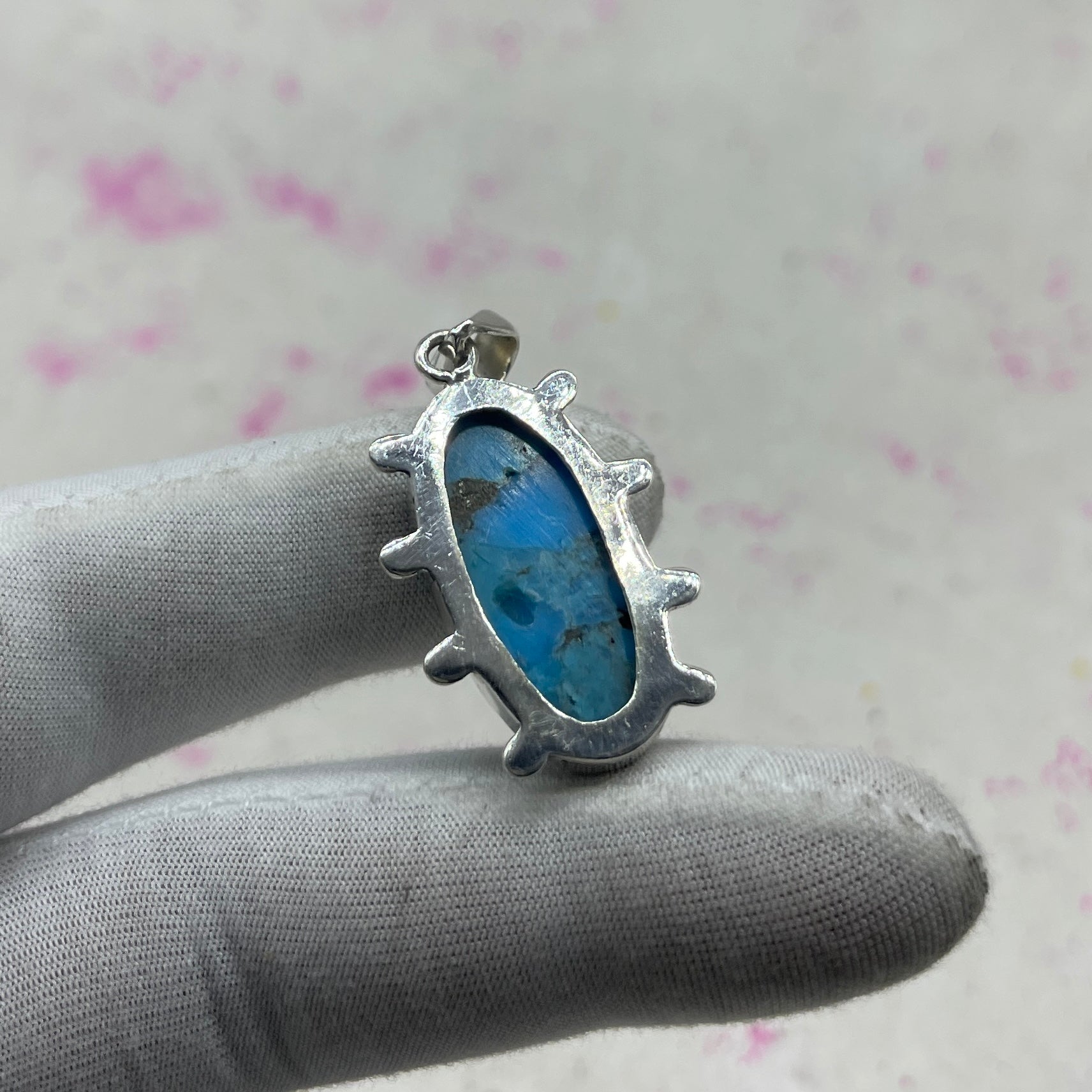 Blue Mohave Turquoise 925 Sterling Silver Pendant – Handmade Southwestern Jewelry
