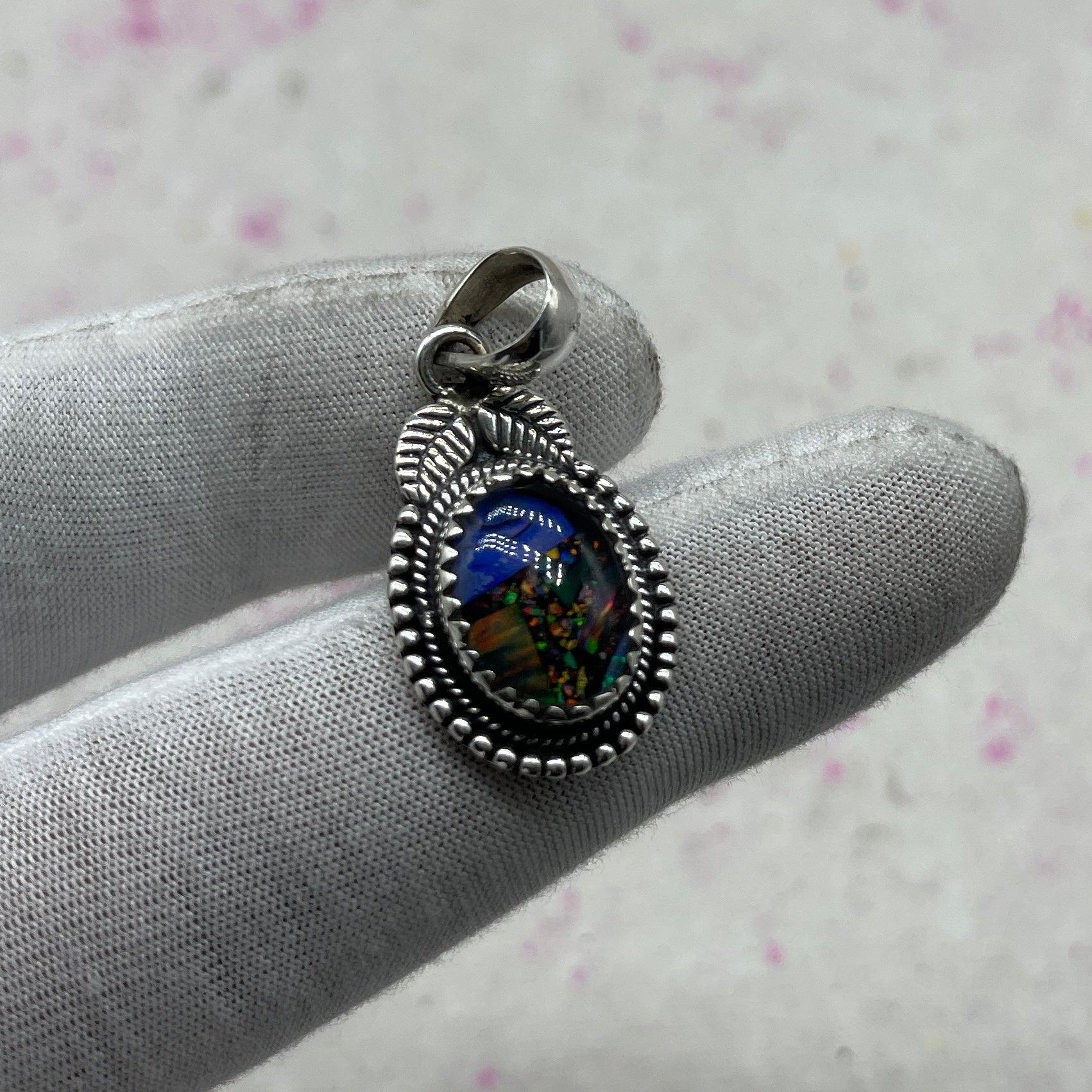 Resin Glass 925 Sterling Silver Pendant – Modern Boho Pendant