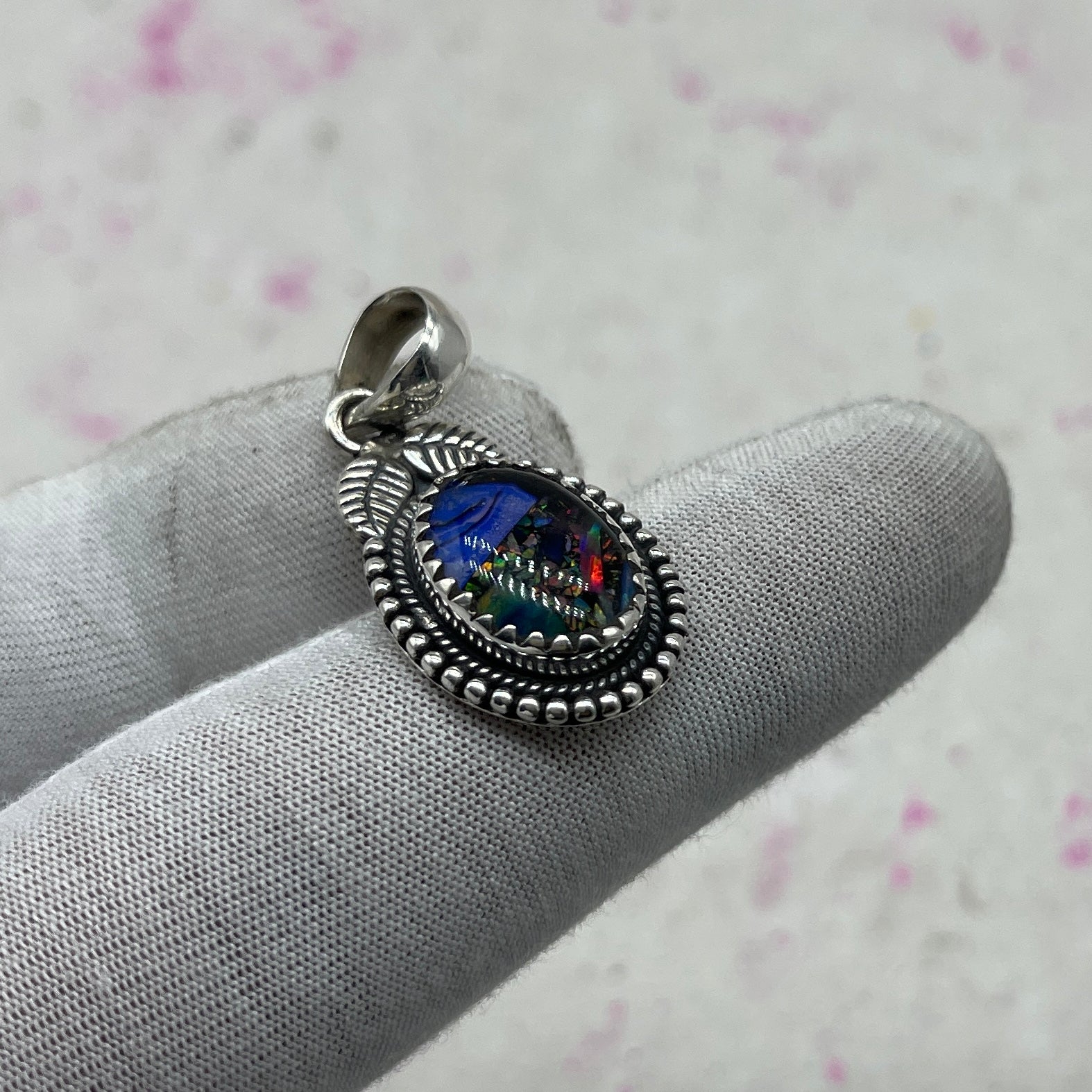 Resin Glass 925 Sterling Silver Pendant – Modern Boho Pendant