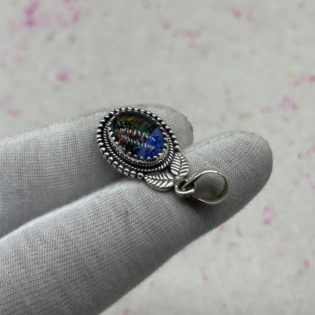 Resin Glass 925 Sterling Silver Pendant – Modern Boho Pendant