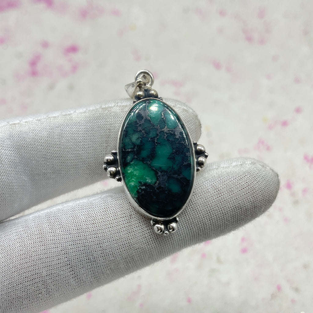 Natural Emerald 925 Sterling Silver Pendant – Handmade Luxury Bohemian Jewelry