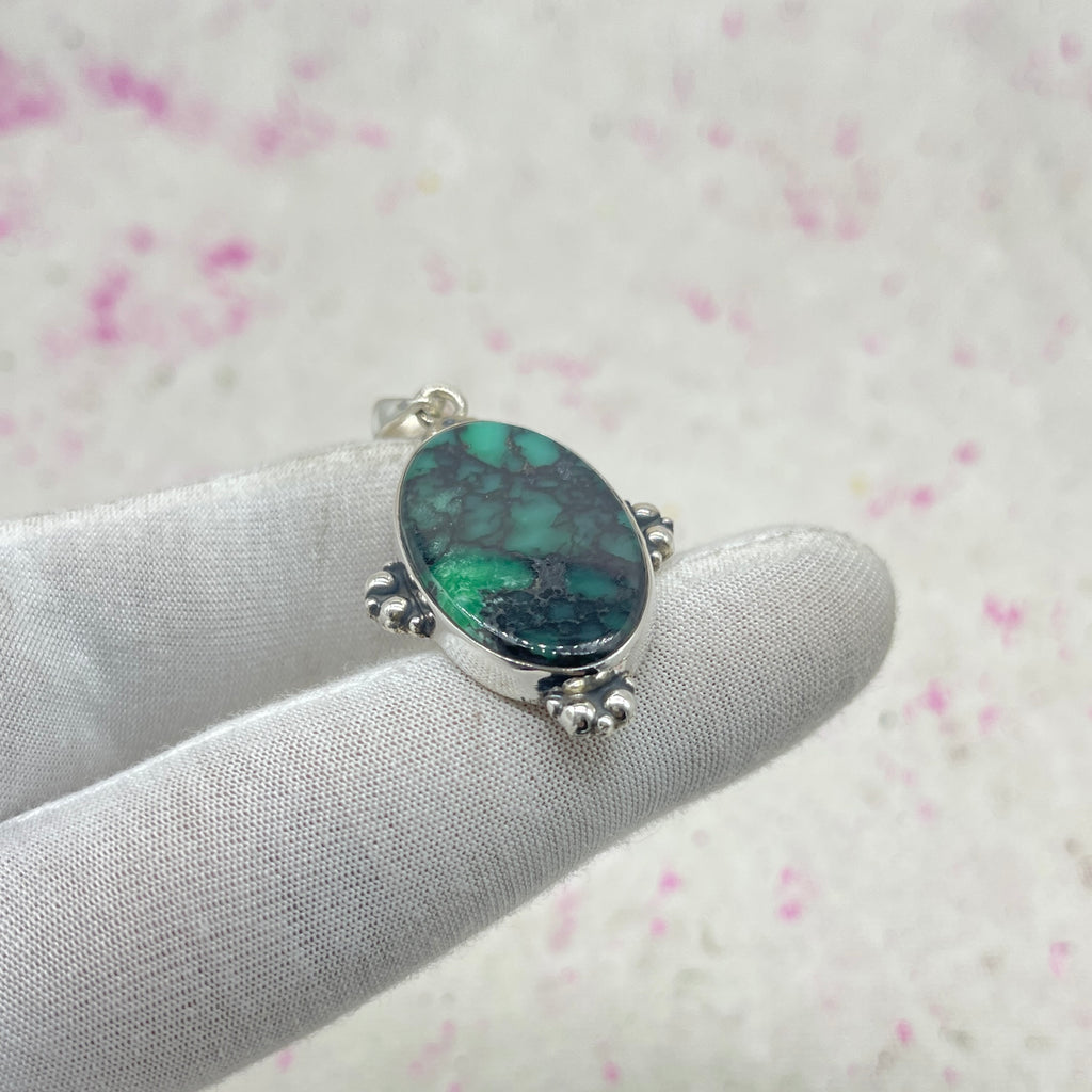 Natural Emerald 925 Sterling Silver Pendant – Handmade Luxury Bohemian Jewelry
