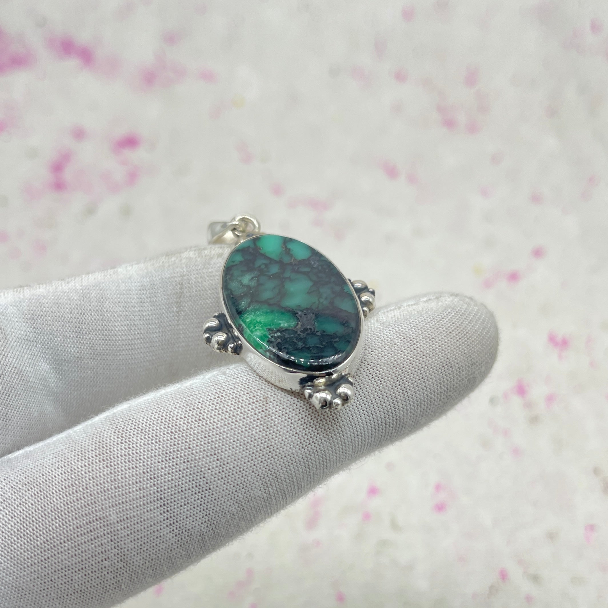 Natural Emerald 925 Sterling Silver Pendant – Handmade Luxury Bohemian Jewelry