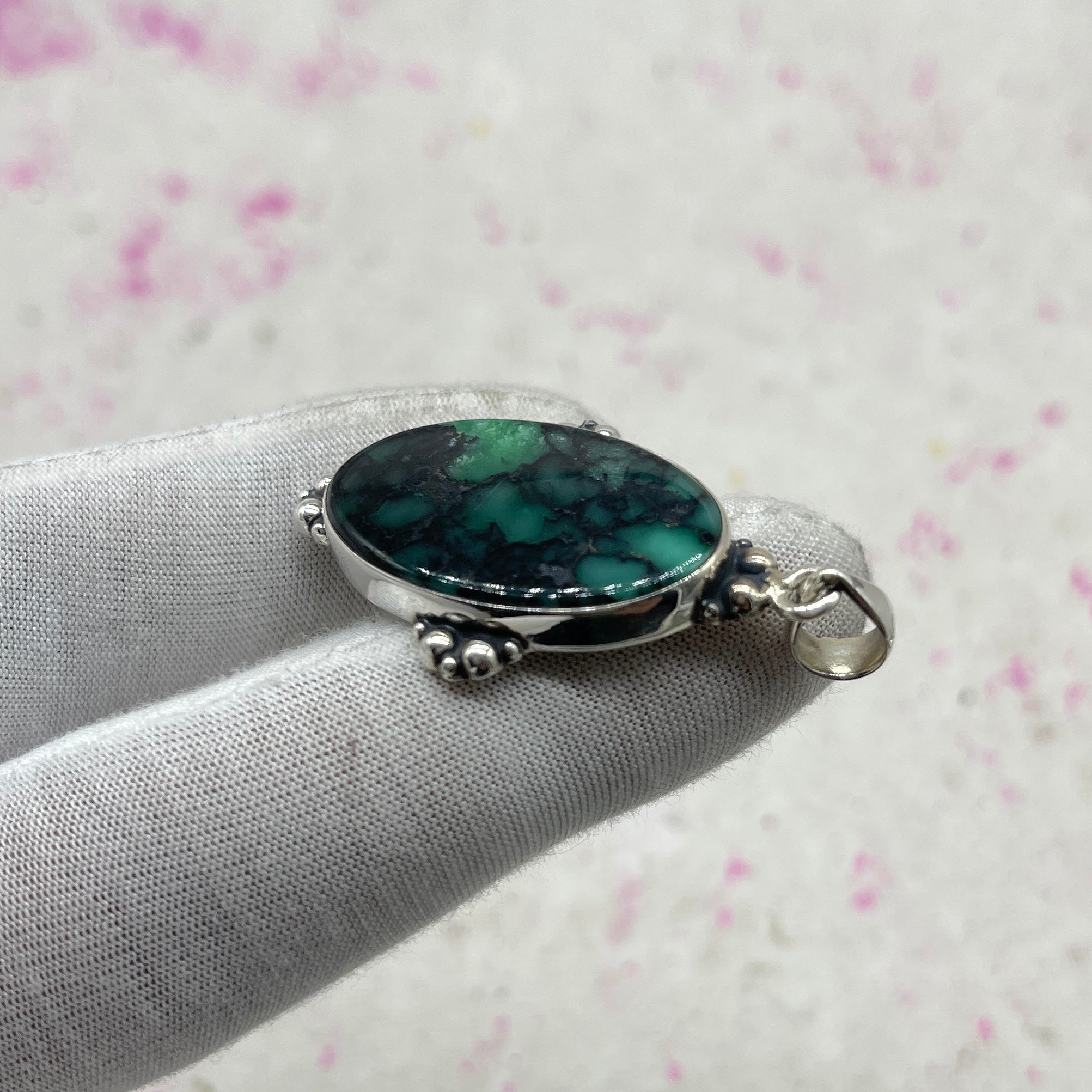 Natural Emerald 925 Sterling Silver Pendant – Handmade Luxury Bohemian Jewelry