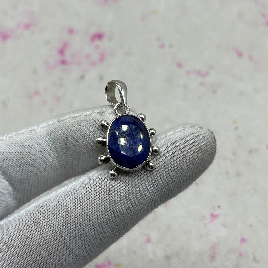 Dyed Sapphire 925 Sterling Silver Pendant – Artisan Designer Pendant