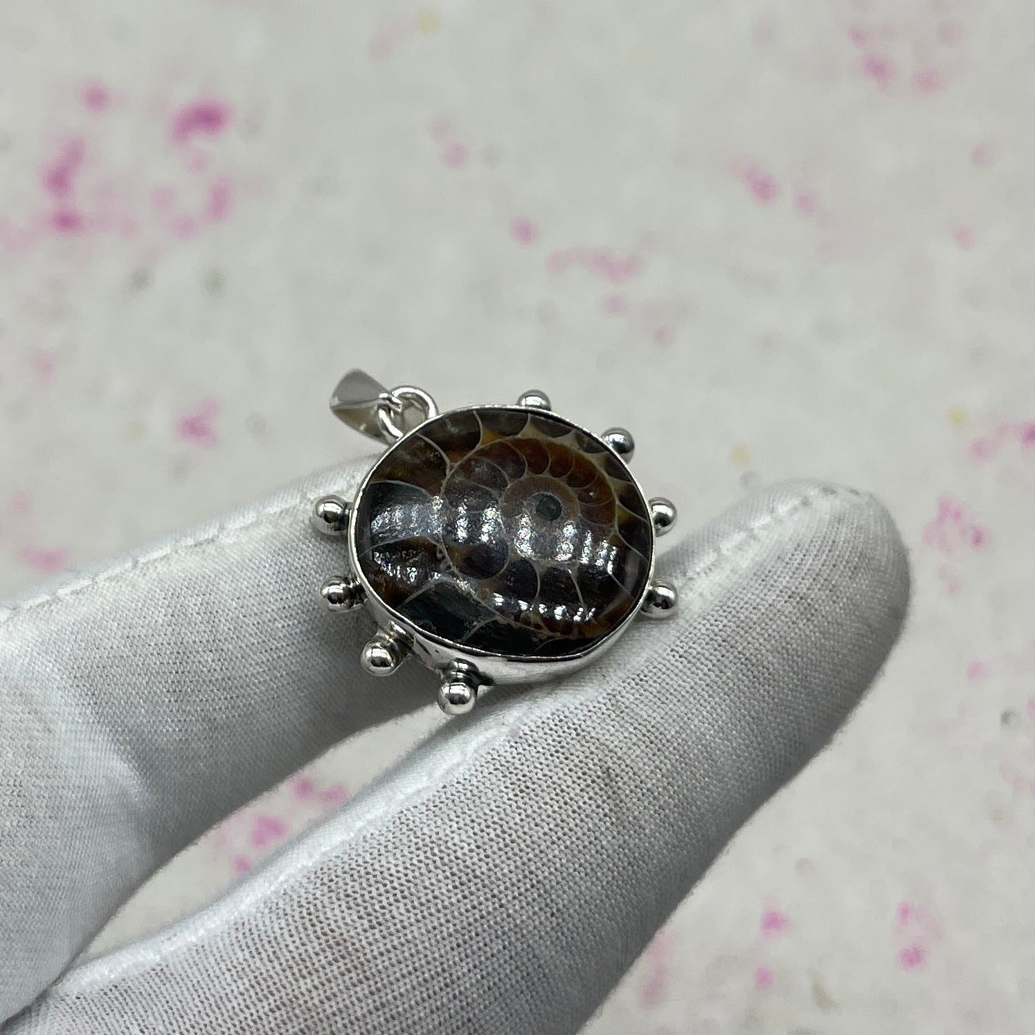 Ammonite Shell 925 Sterling Silver Pendant – Fossil Boho Jewelry