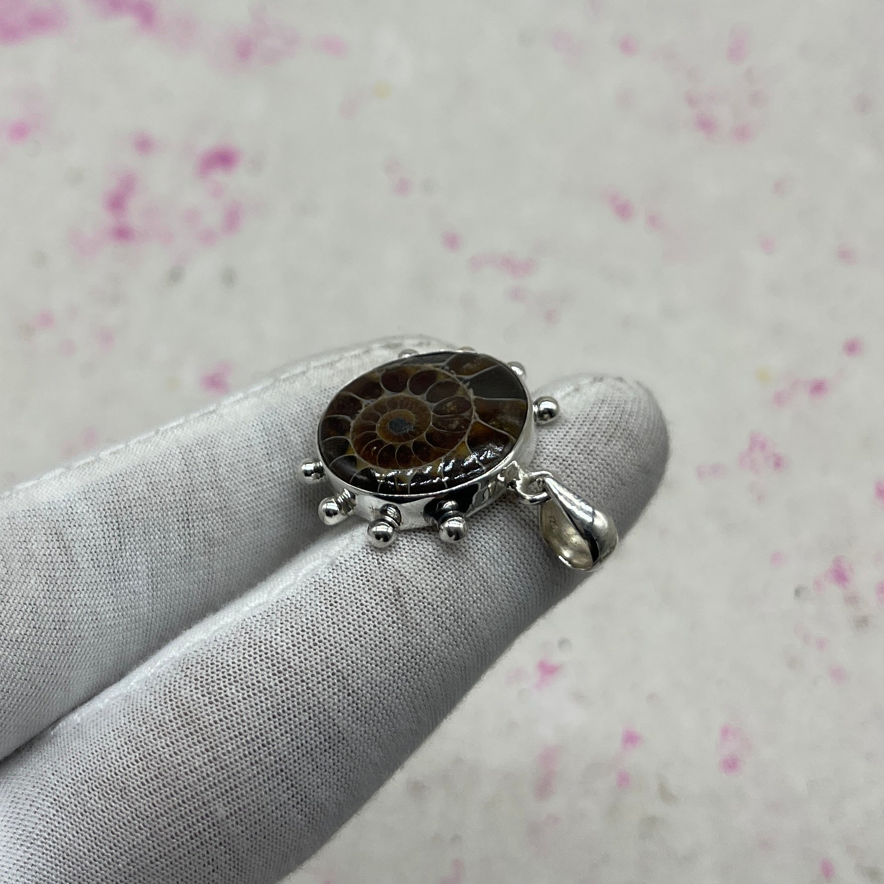 Ammonite Shell 925 Sterling Silver Pendant – Fossil Boho Jewelry