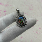 Resin Glass 925 Sterling Silver Pendant – Contemporary Bohemian Pendant