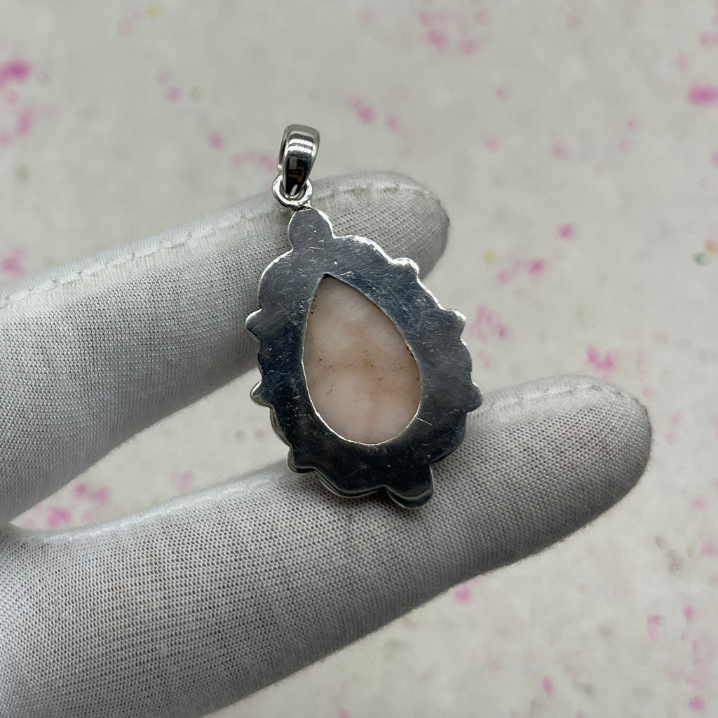Pink Larimar 925 Sterling Silver Pendant – Handmade Boho Jewelry