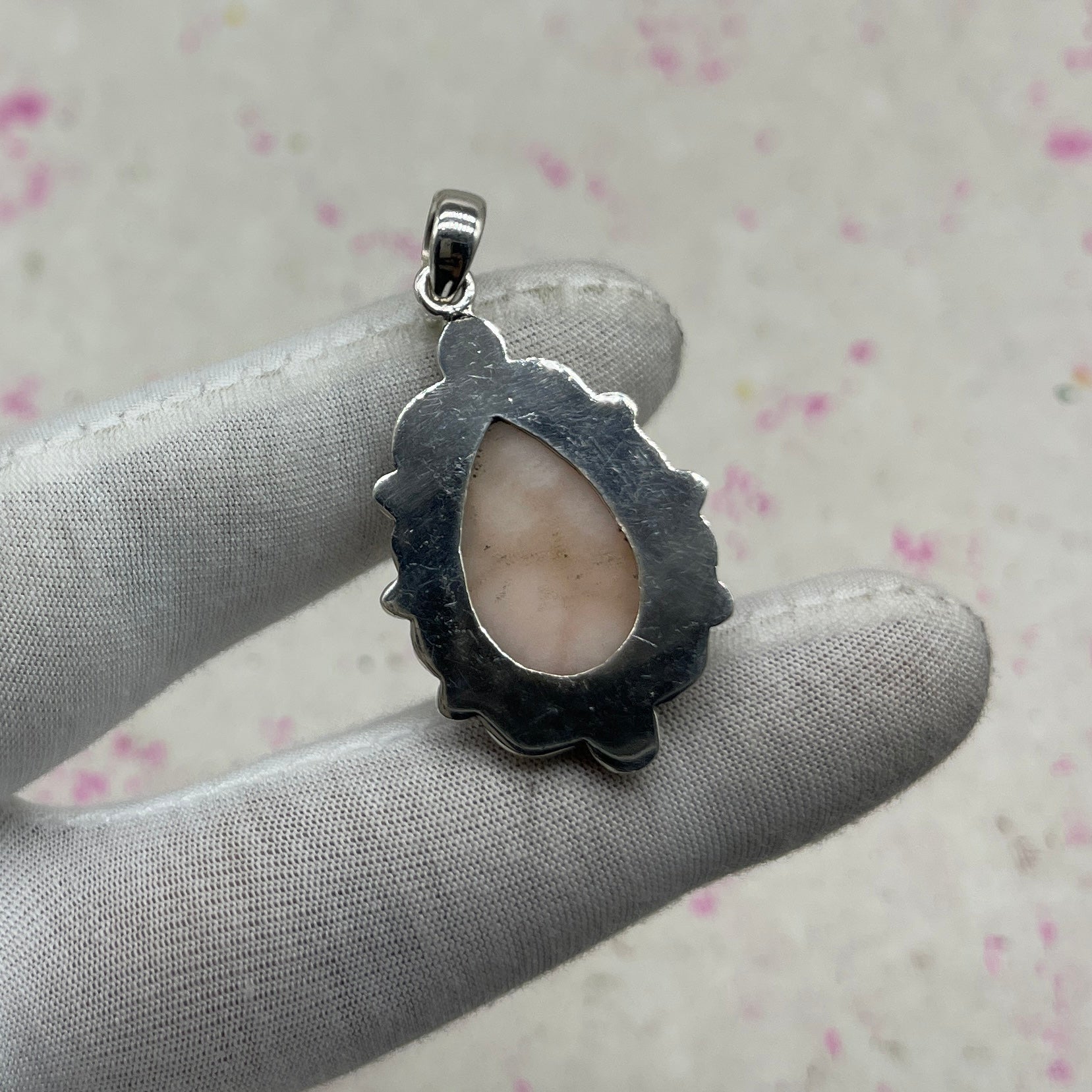 Pink Larimar 925 Sterling Silver Pendant – Handmade Boho Jewelry