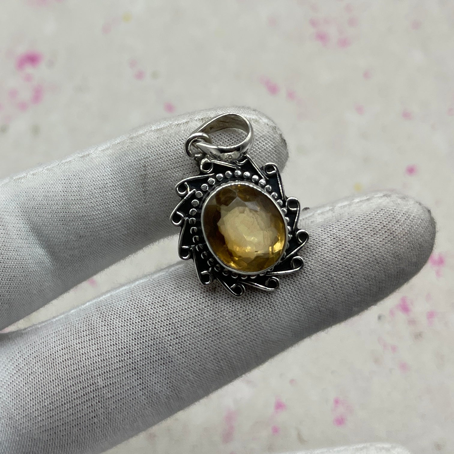 Citrine Faceted 925 Sterling Silver Pendant – Elegant Handmade Jewelry