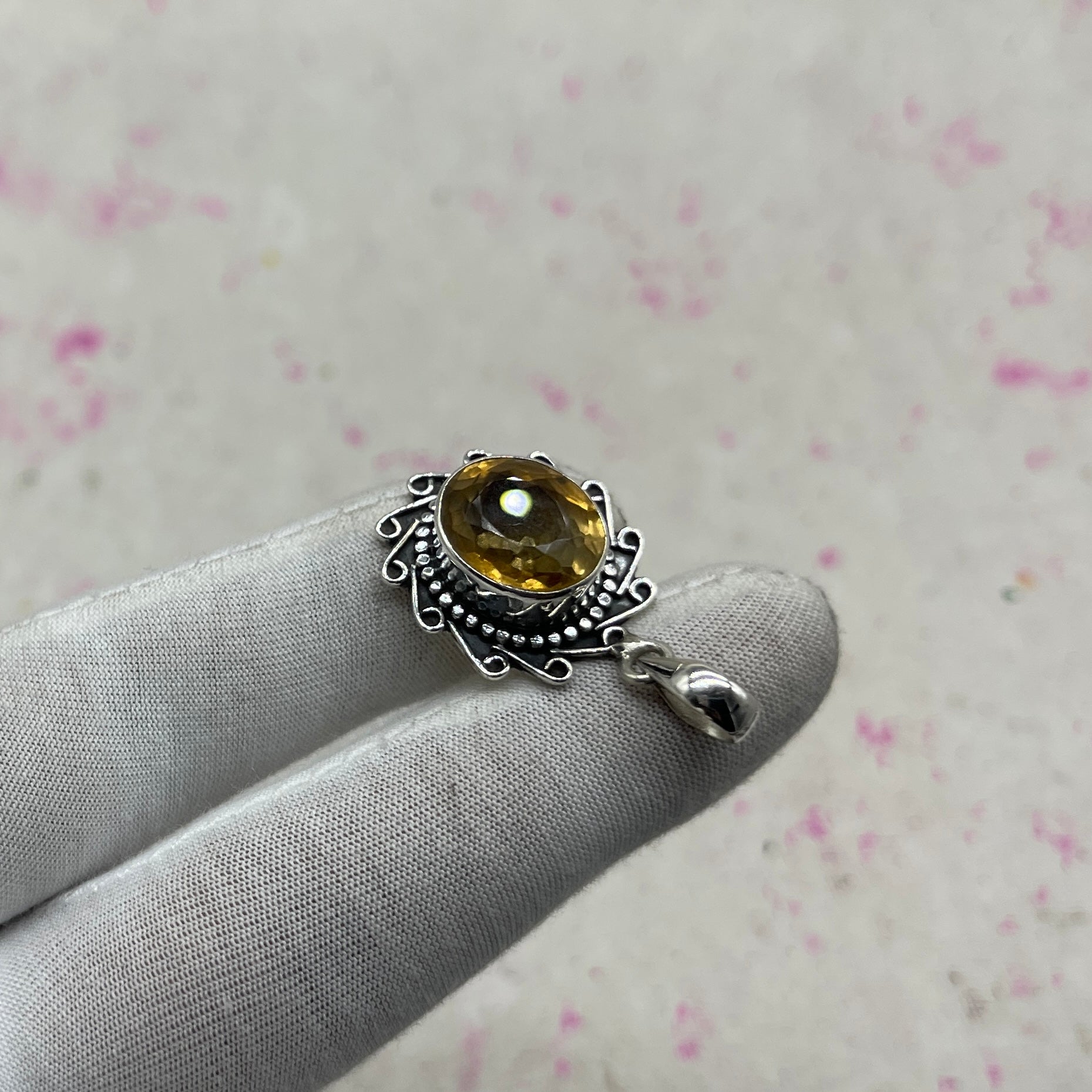 Citrine Faceted 925 Sterling Silver Pendant – Elegant Handmade Jewelry