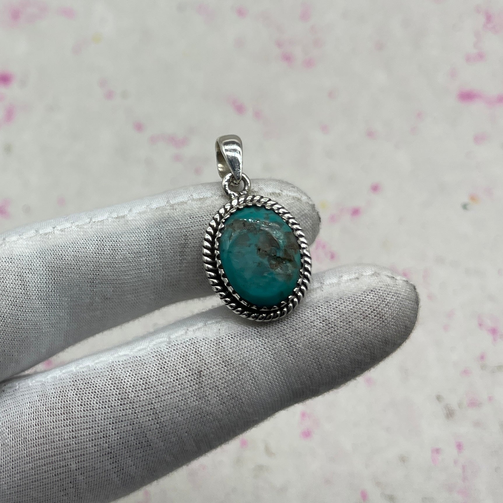 Turquoise Natural 925 Sterling Silver Pendant – Authentic Bohemian Jewelry