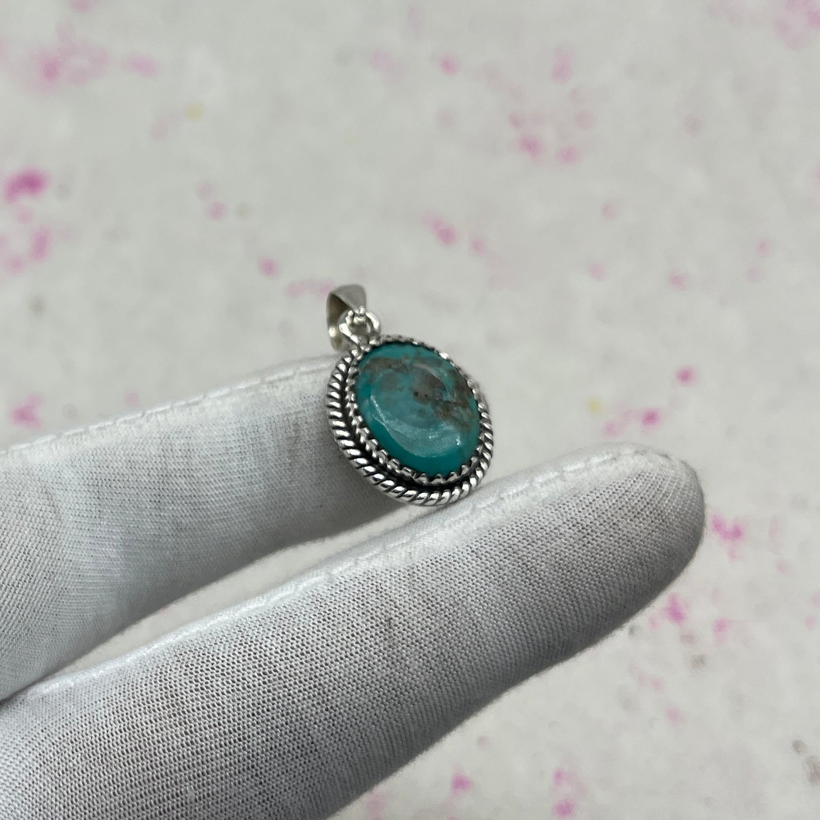 Turquoise Natural 925 Sterling Silver Pendant – Authentic Bohemian Jewelry