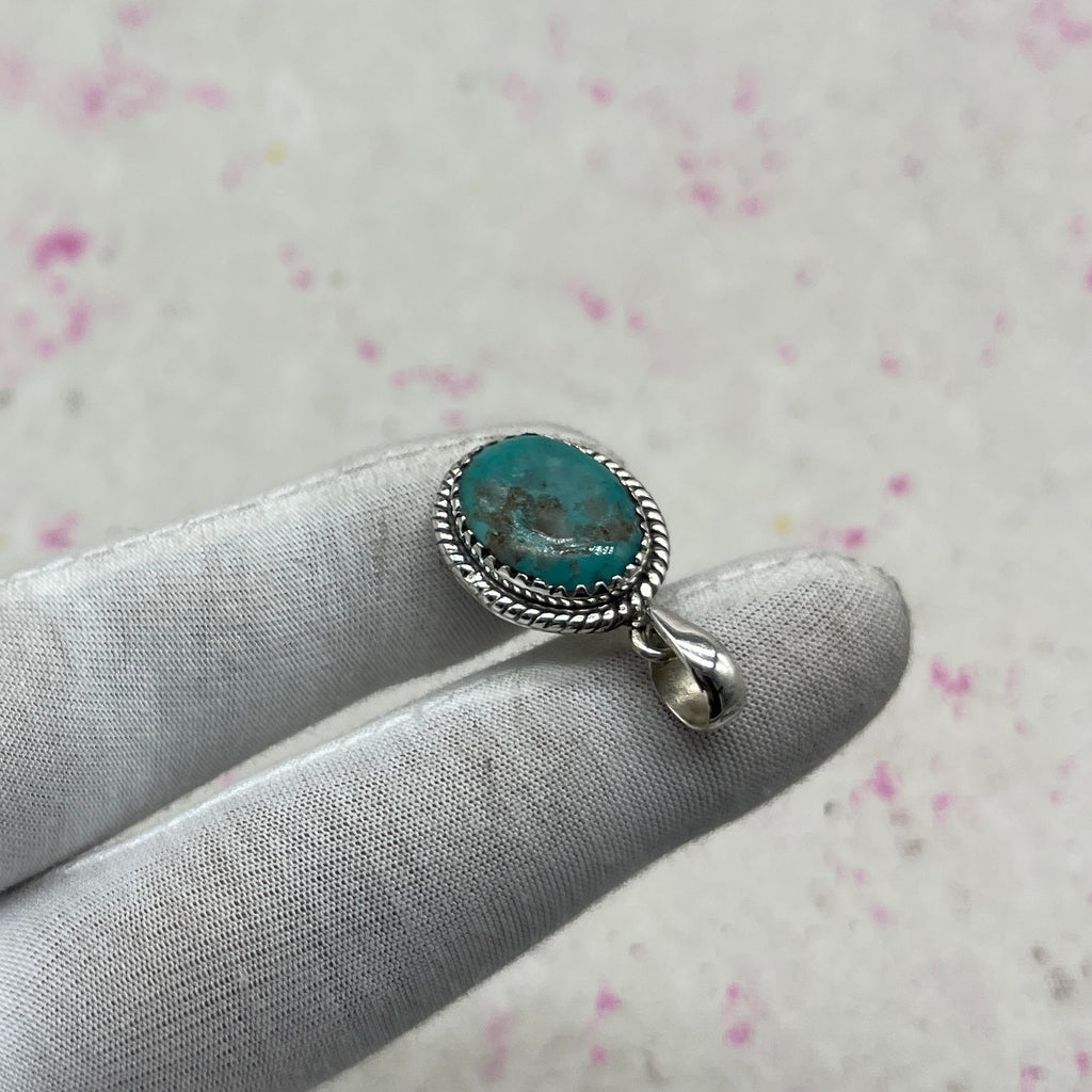 Turquoise Natural 925 Sterling Silver Pendant – Authentic Bohemian Jewelry