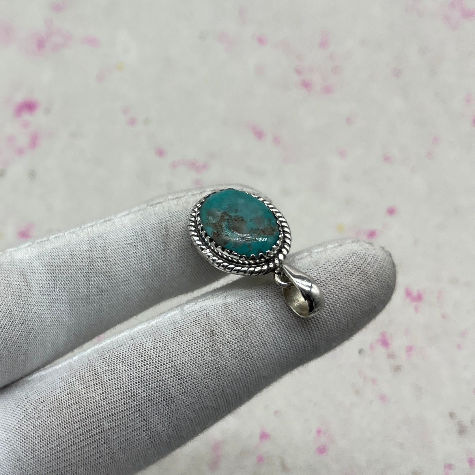 Turquoise Natural 925 Sterling Silver Pendant – Authentic Bohemian Jewelry