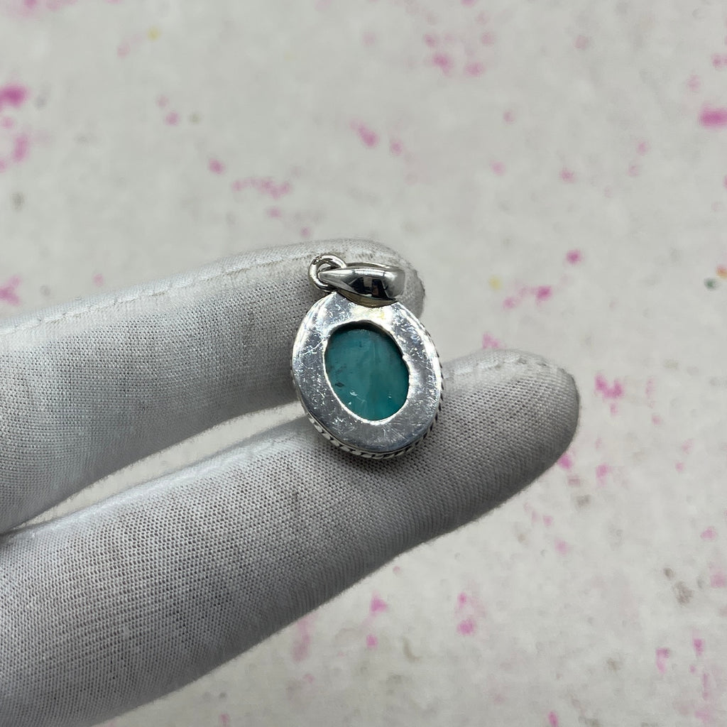 Turquoise Natural 925 Sterling Silver Pendant – Authentic Bohemian Jewelry