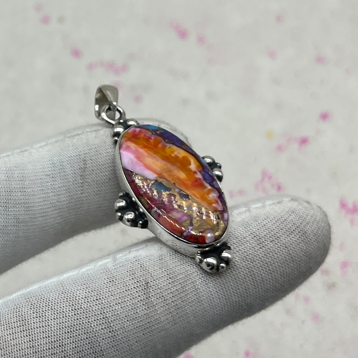 Spiny Oyster Turquoise 925 Sterling Silver Pendant – Handmade Designer Jewelry