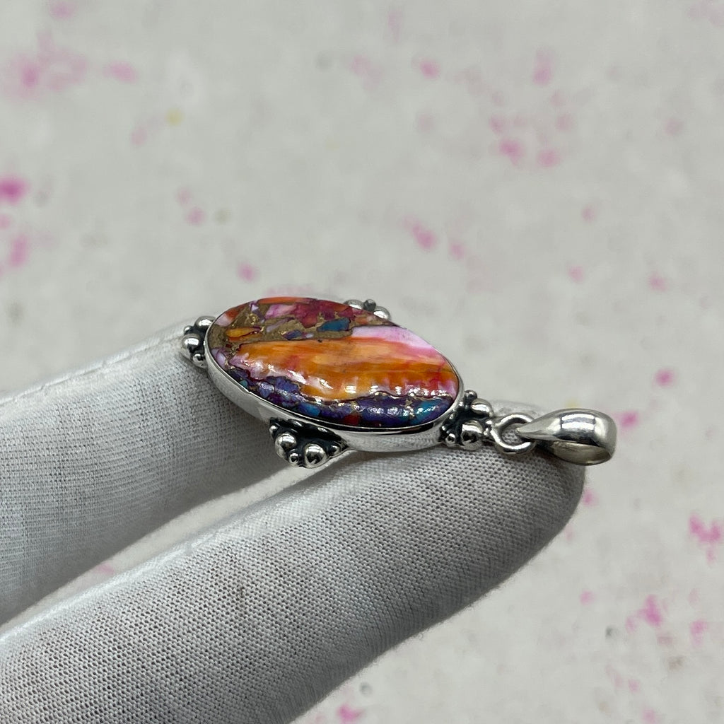 Spiny Oyster Turquoise 925 Sterling Silver Pendant – Handmade Designer Jewelry