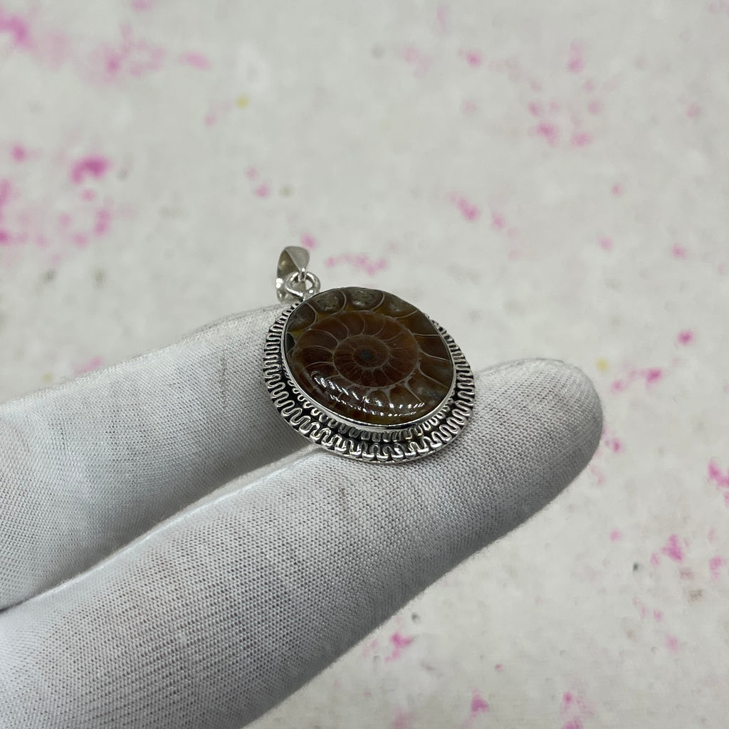 Ammonite Shell 925 Sterling Silver Pendant – Fossil Handmade Jewelry