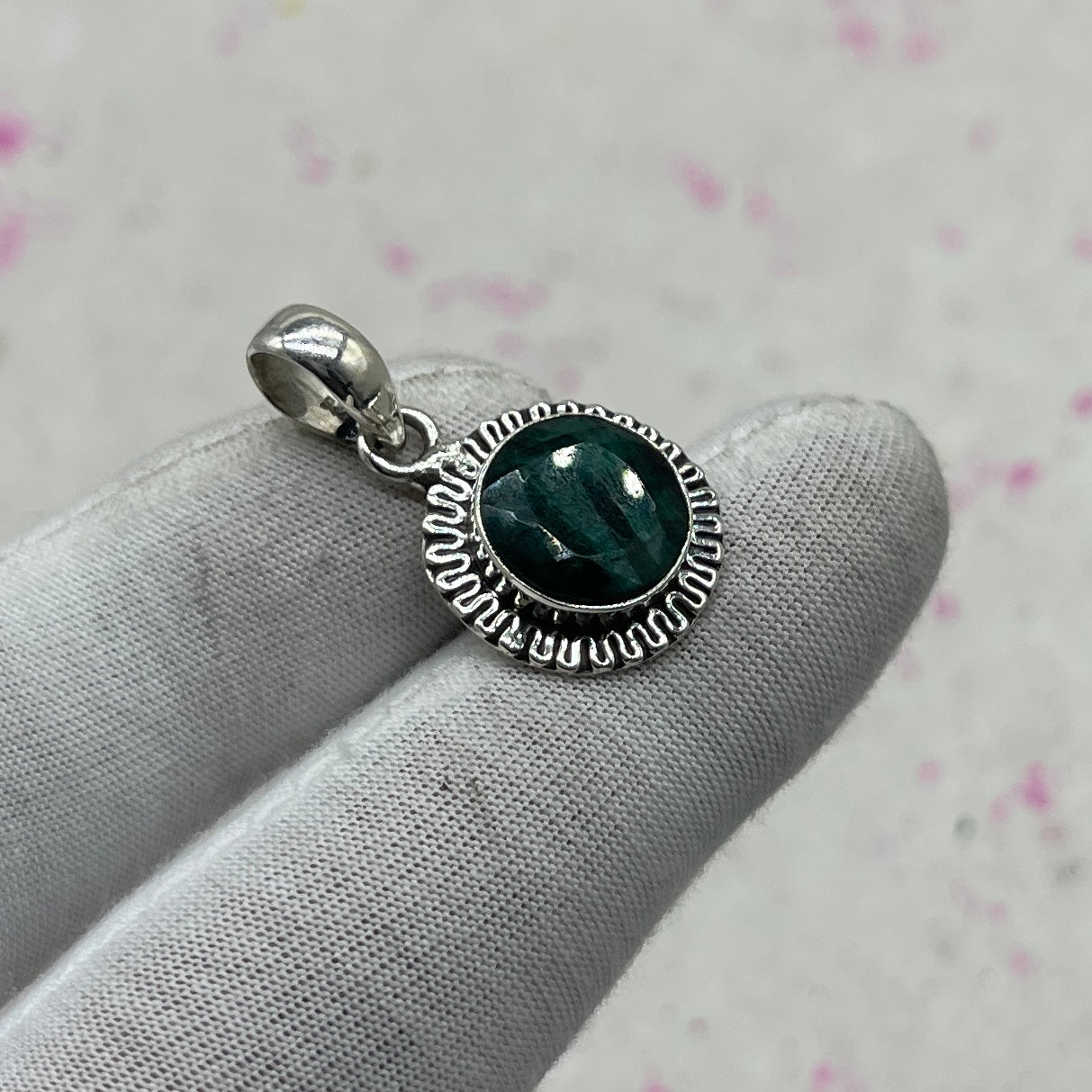 Dyed Emerald 925 Sterling Silver Pendant – Artisan Designer Jewelry