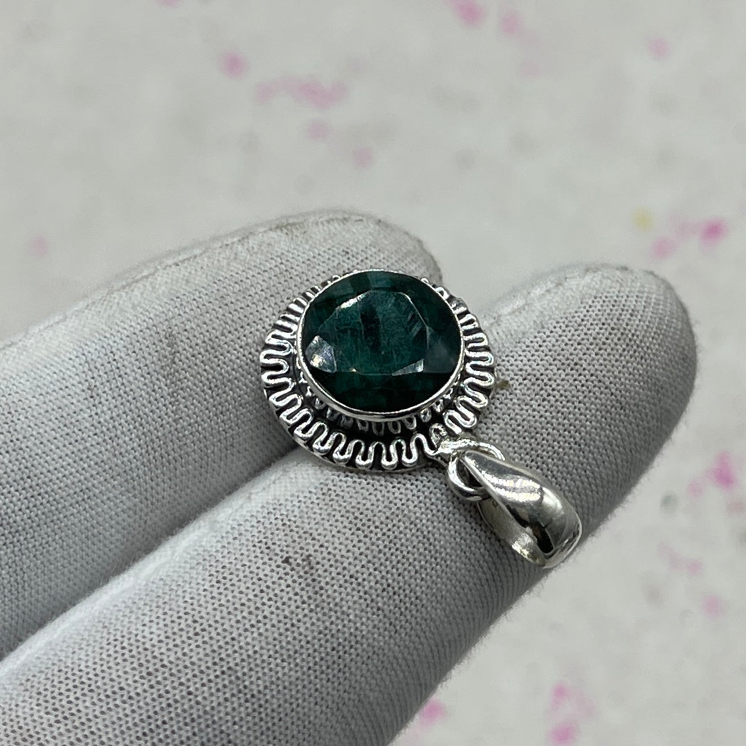 Dyed Emerald 925 Sterling Silver Pendant – Artisan Designer Jewelry
