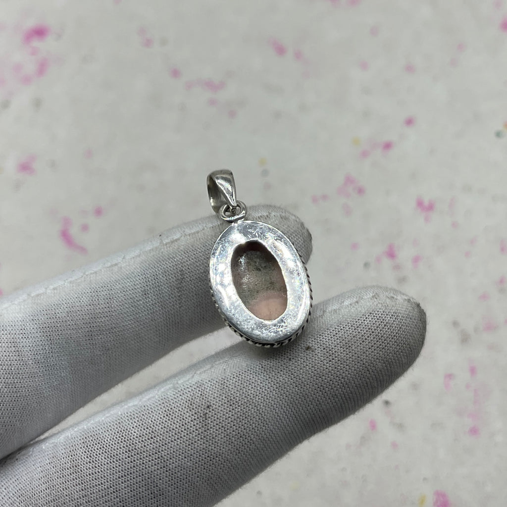 Pink Larimar 925 Sterling Silver Pendant – Handmade Bohemian Jewelry